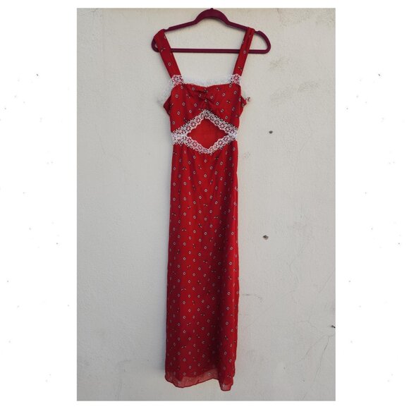 MORGAN LANE Chili 100% Silk Bee Joana Maxi Slip Dress - Picture 4 of 12